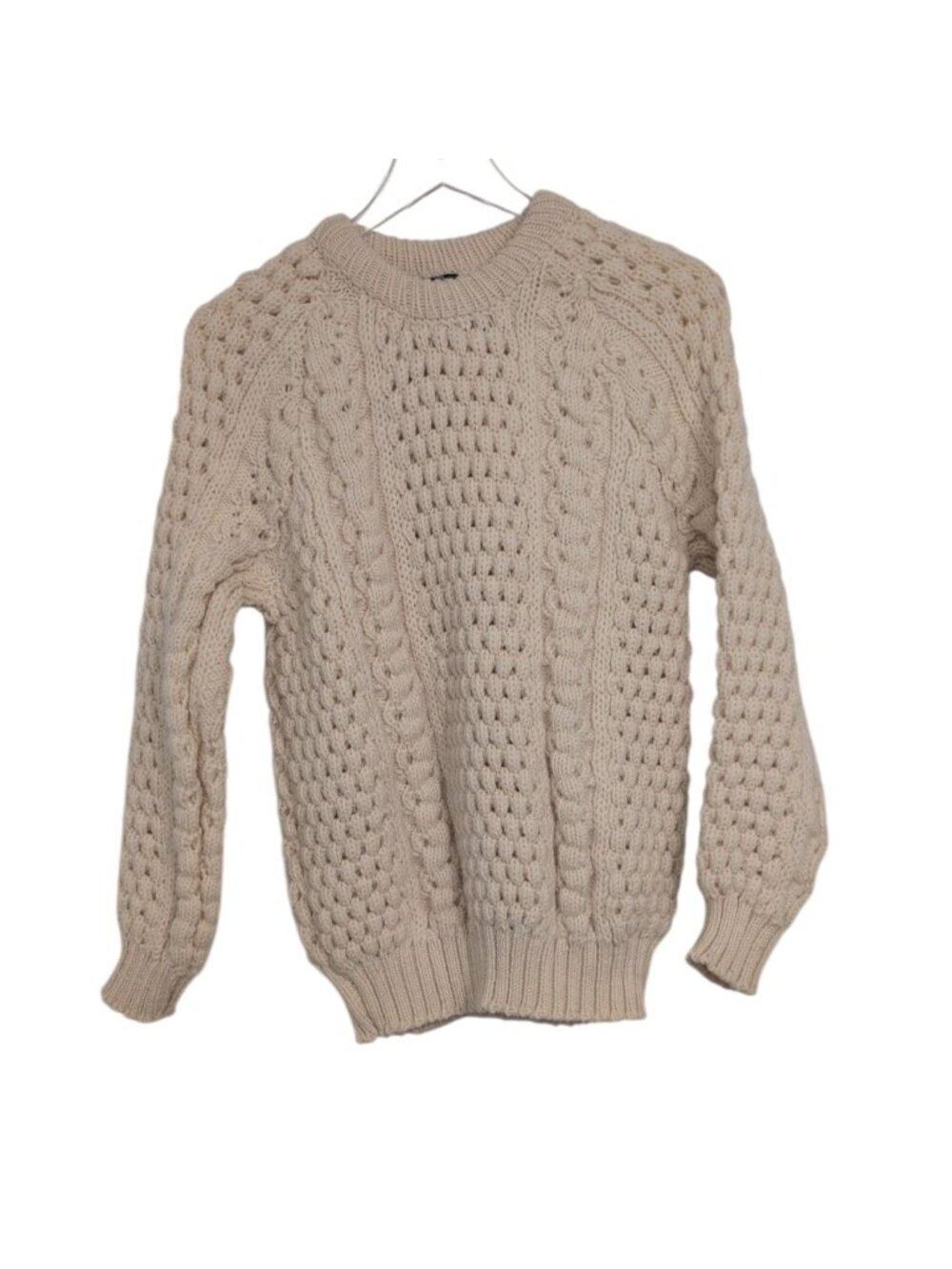 Irish Chunky Knit Wool Fisherman Sweater Womens Size Medium Academia Coastal